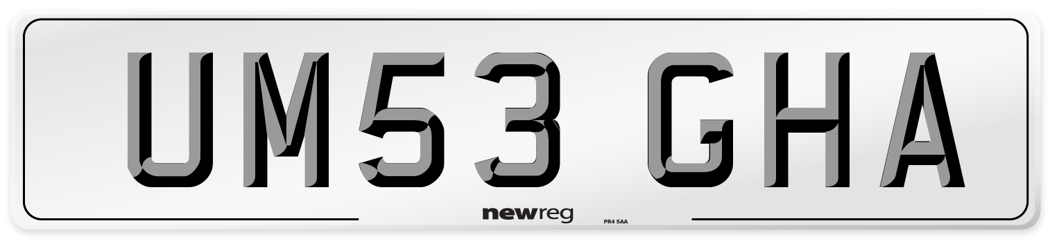 UM53 GHA Number Plate from New Reg